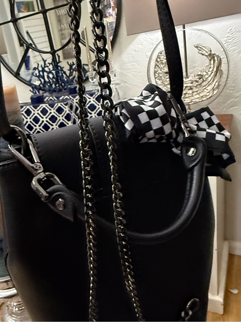 Small Black Leather Crossbody/Hand/ BackPack Camilla Rose /Vera Pelle. 10” tall. - Picture 10 of 11